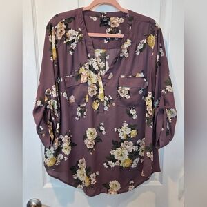 Torrid Harper Floral Blouse - Purple and Yellow